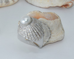 925 Sterling Silver Pearl Ring AH-0133 - 1