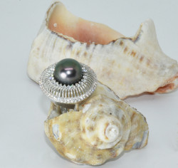 925 Sterling Silver Pearl Ring AH-0135 - 1