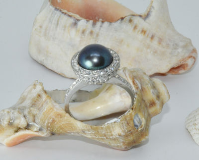 925 Sterling Silver Pearl Ring AH-0136 - 1