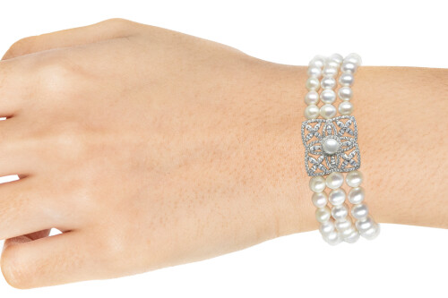 925er Sterlingsilber Perle Armband - 1