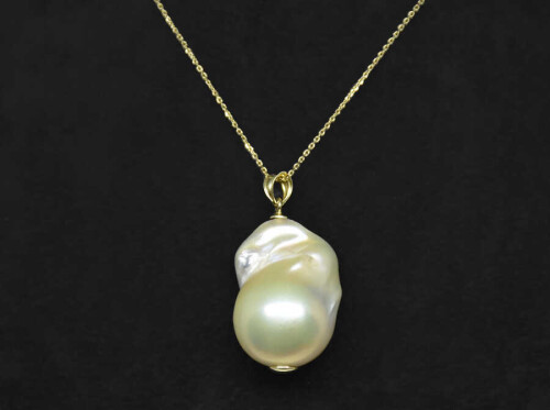 Ahsen 14K Altın Doğal Barok Beyaz İnci Kolye Ucu-A9913 - Ahsen