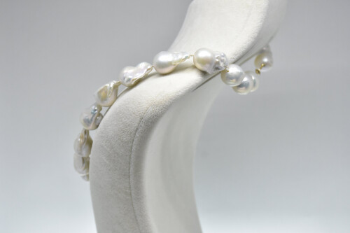 Ahsen 14K Altın Klipsli Doğal Barok İnci Kolye-AH-0004 - (1)