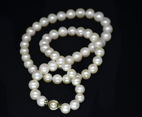 Ahsen 14K Altın Klipsli Doğal Beyaz İnci Kolye-AH-00006 - (1)