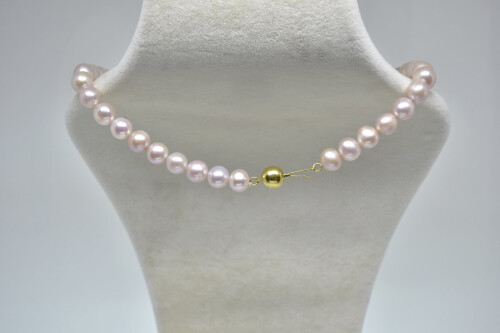 Ahsen 14K Altın Klipsli Doğal Pembe İnci Kolye-AH-0008 - 