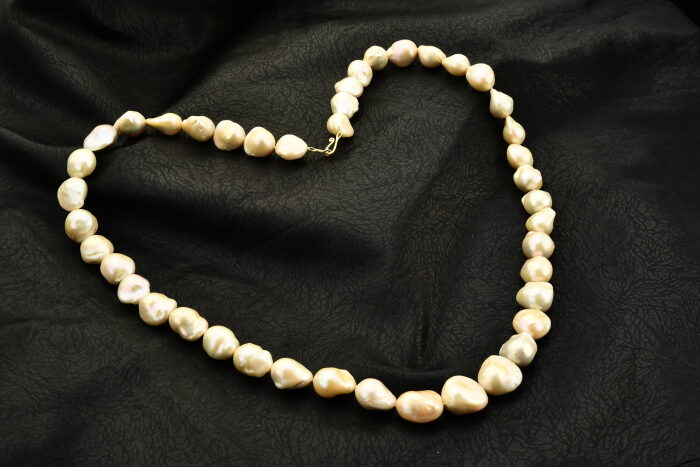 Ahsen 14K Altın Klipsli Naturel Barok İnci Kolye Pembe Mix Color-A9927 - 2