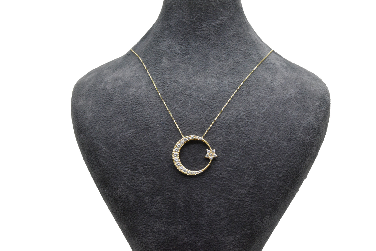 Ahsen 14K Altın Kolye Ay Yıldız Model AH-00145 - 