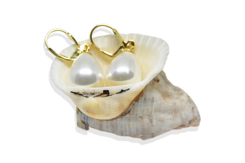 Ahsen 14K Altın Mayorka Beyaz Damla İnci Küpe AH-00063 - 