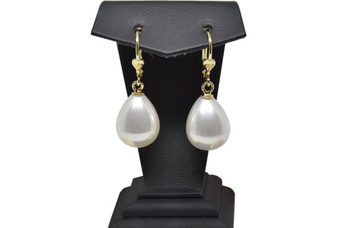 Ahsen 14K Altın Mayorka Beyaz Damla İnci Küpe AH-00063 - (1)