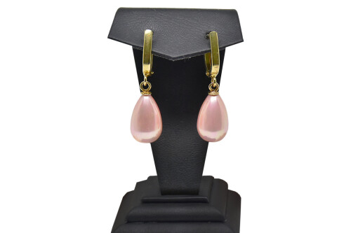 Ahsen 14K Altın Mayorka Pembe Damla İnci Küpe AH-0062 - (1)