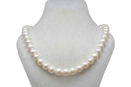 Ahsen 14K Altın Top Kilitli Doğal Beyaz inci Kolye AH-00081 - 