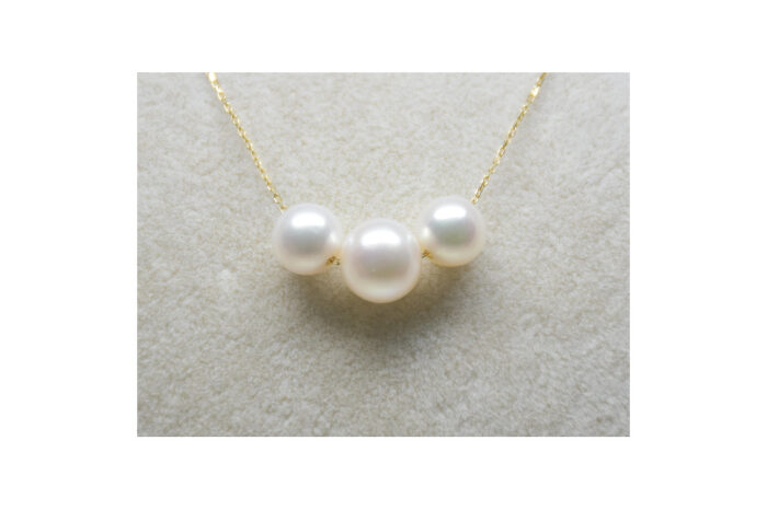 Ahsen 14K Altın Zincirli Beyaz Doğal 3 incili Kolye AH-00080 - 2