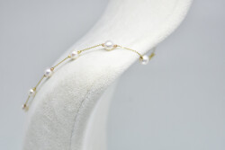 Ahsen 14K Altın Zincirli Doğal Beyaz İnci Kolye-AH-0001 - 