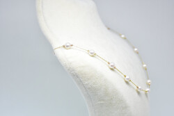 Ahsen 14K Altın Zincirli Doğal Beyaz İnci Kolye-AH-0001 - (1)