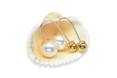 Ahsen 14K Gold - White Majorica Earrings AH-00122 - 1