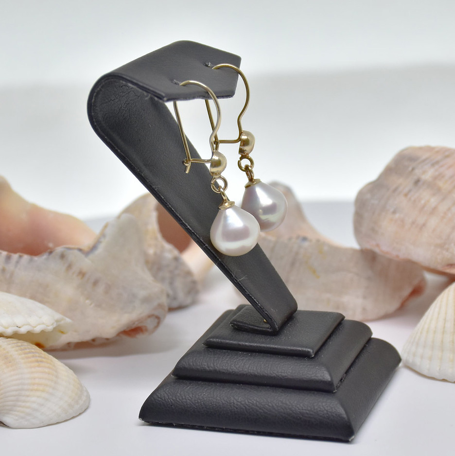 Ahsen 925 Ayar Gold Renkli Gümüş Doğal Beyaz Damla Inci Küpe AH-0166 - Ahsen (1)