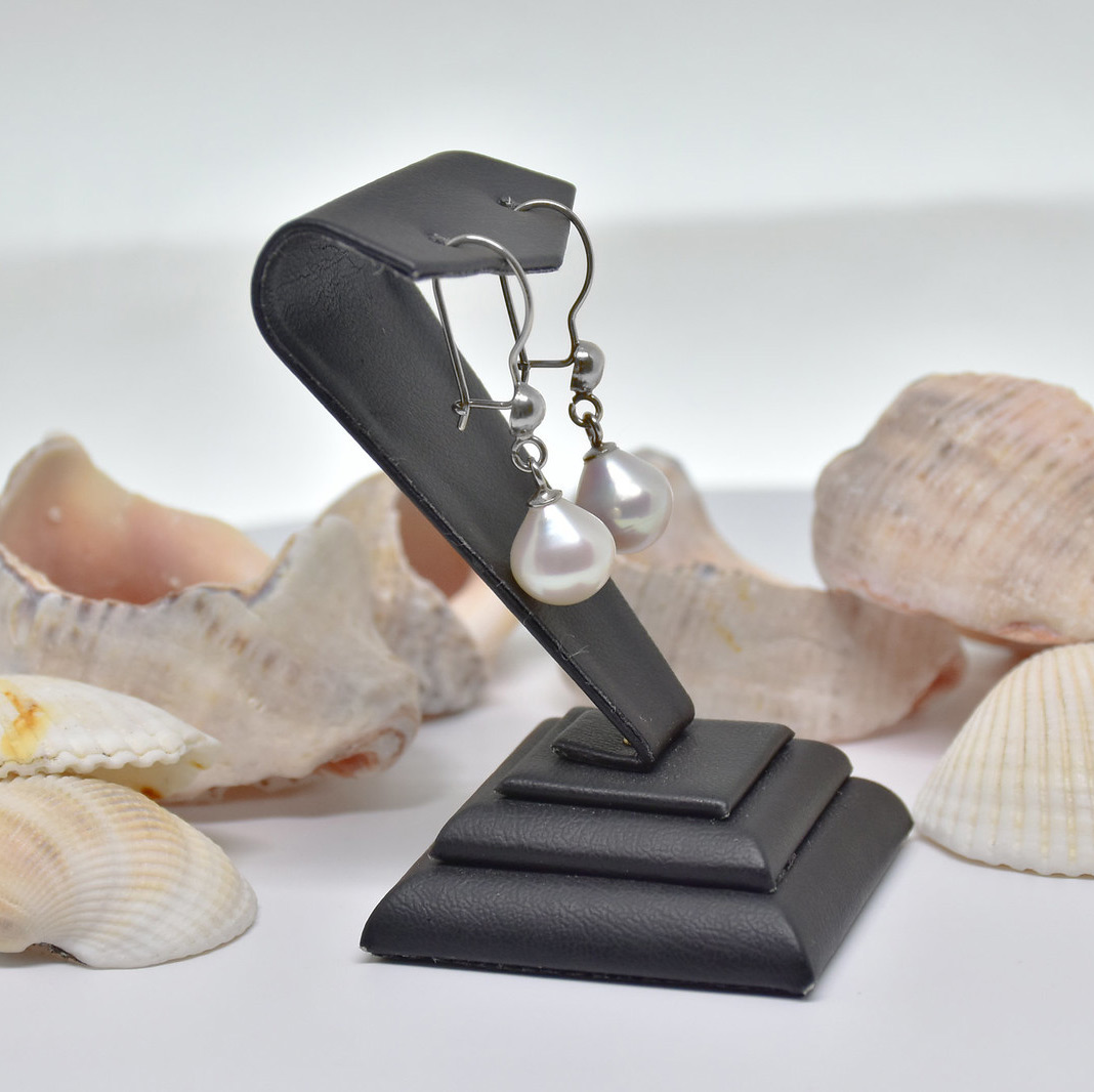 Ahsen 925 Ayar Gümüş Doğal Beyaz Damla Küpe AH-0165 - Ahsen (1)