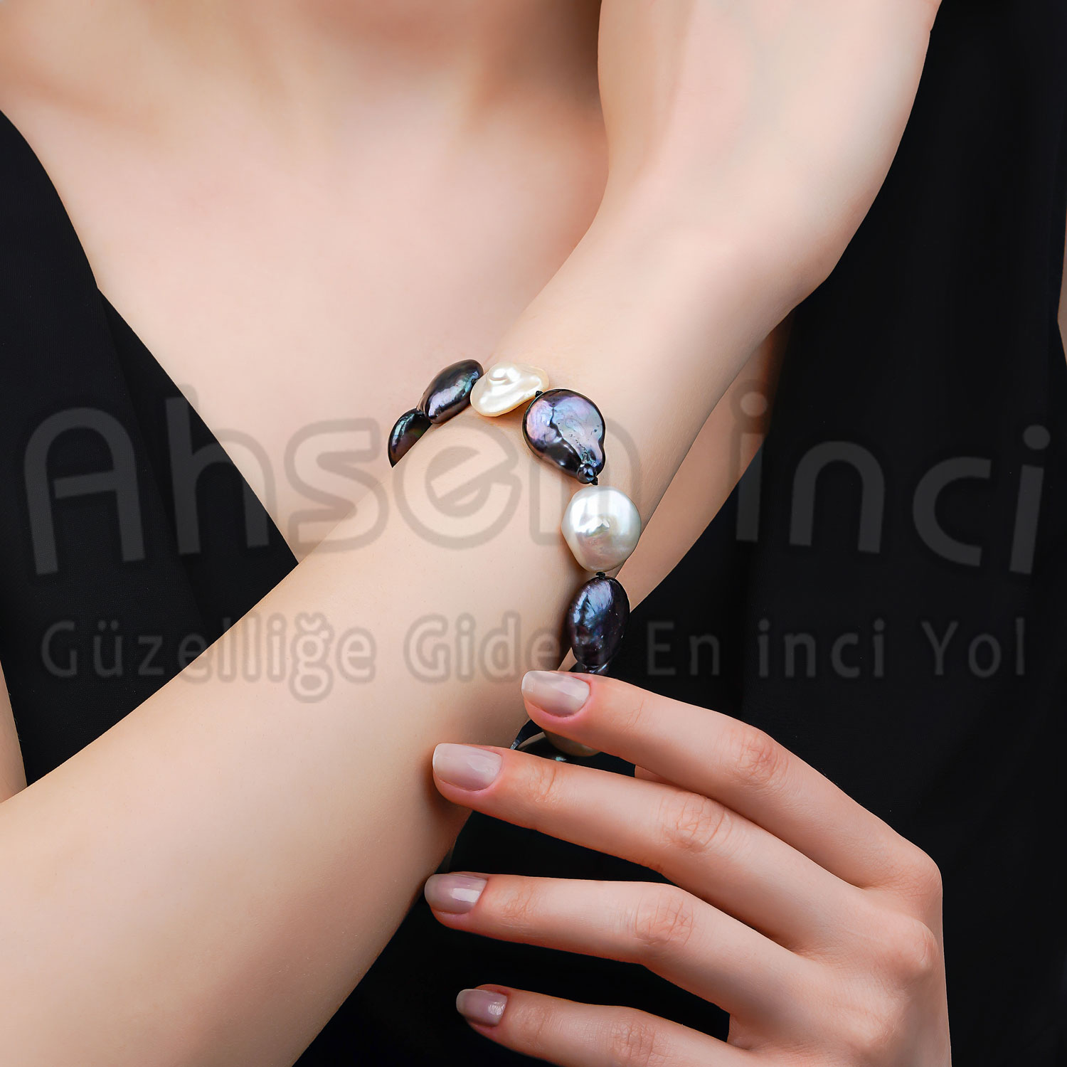 Ahsen 925 Ayar Gümüş Kilitli Gerçek İnci - Sedef Bileklik AH-0171 - Ahsen