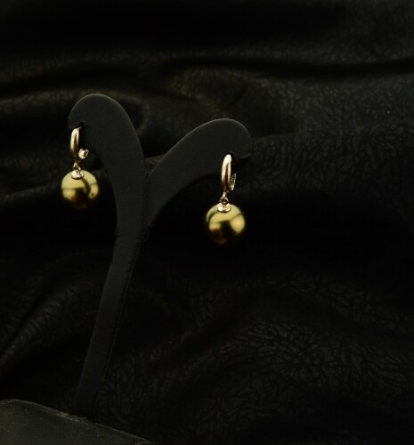 Ahsen 925 Ayar Gümüş Sarı Mayorka Küpe AH-99122 - Ahsen (1)