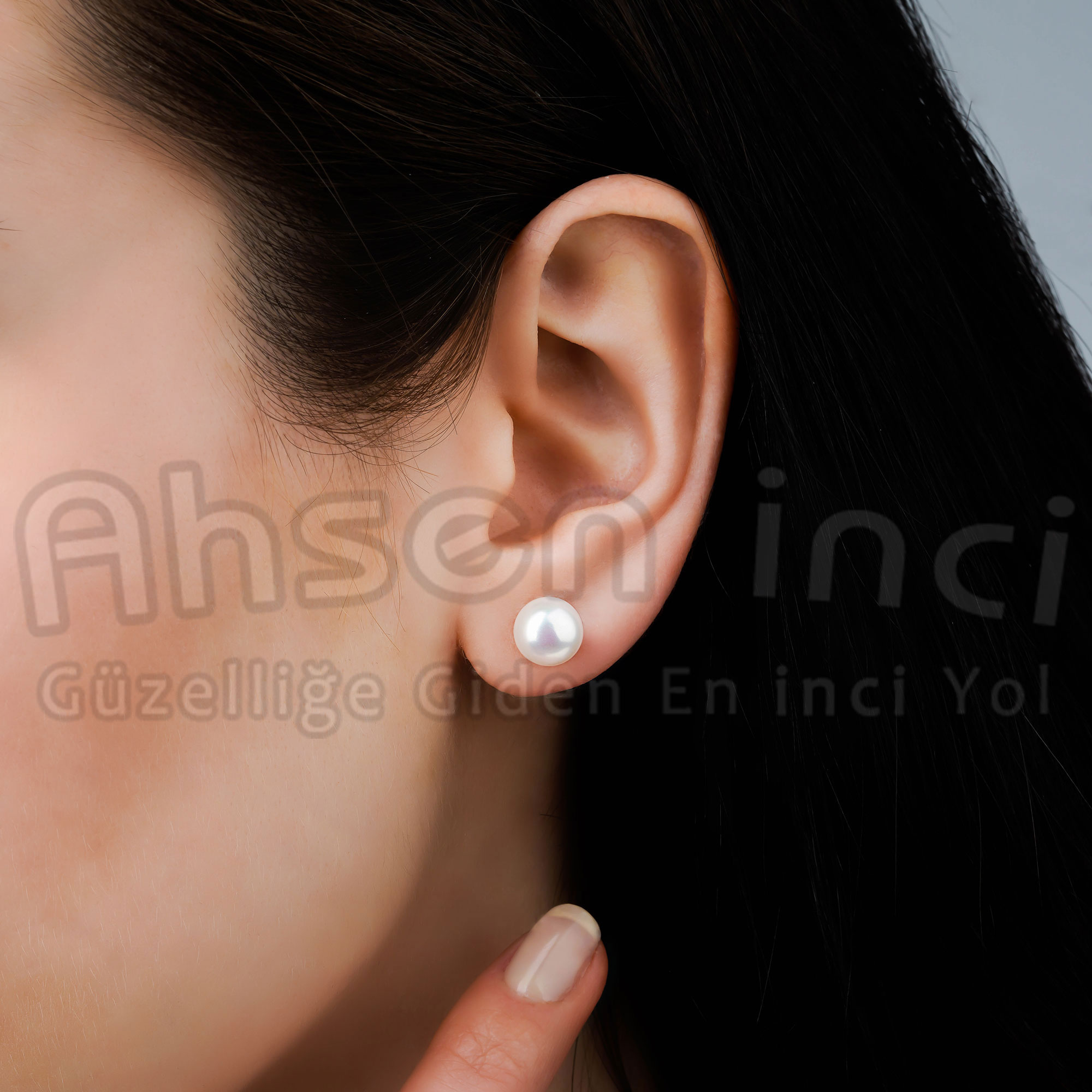 Ahsen 925 Ayar Gümüş Zincirli Doğal Beyaz-Siyah İncili Kolye AH-0168 - Ahsen (1)