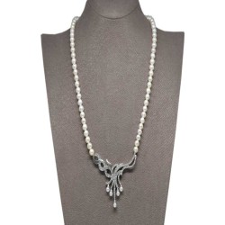 Ahsen 925 Sterling Silver White Pearl Necklace AH-0101 - 