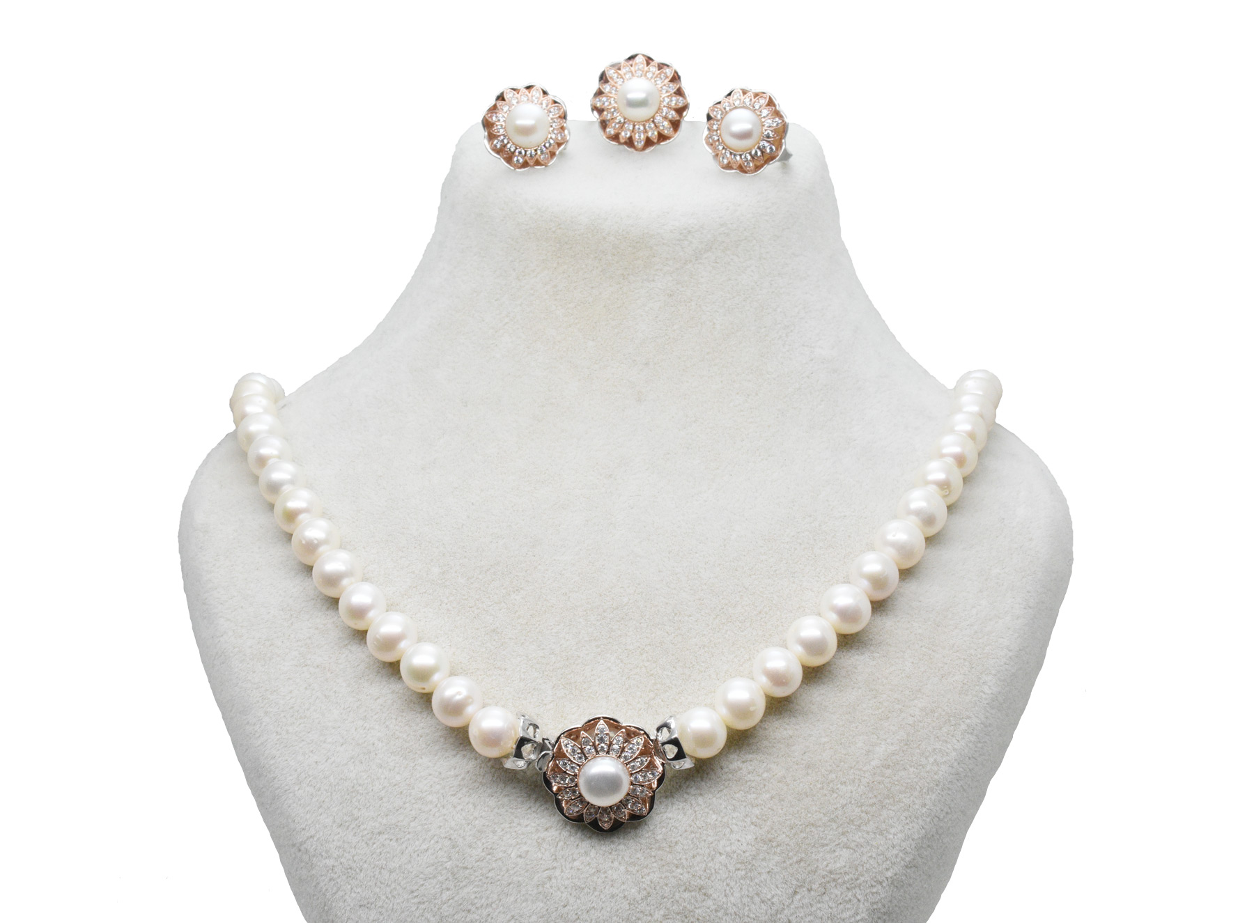 Ahsen 925 Sterling Silver White Pearl Necklace AH-0143 - 2