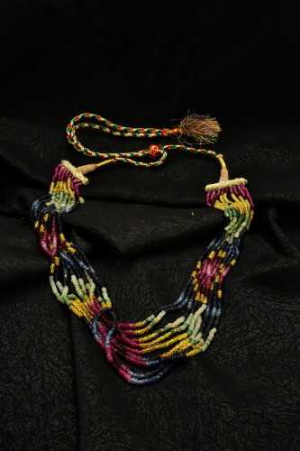 Ahsen Kök Mix Color Safir Turmalin El İşi Kolye(9 Sıra ) P8801 - 7