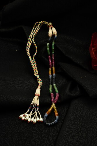 Ahsen Kök Mix Color Safir Turmalin El İşi Kolye ( 1 Sıra ) P8822 - Ahsen İnci (1)