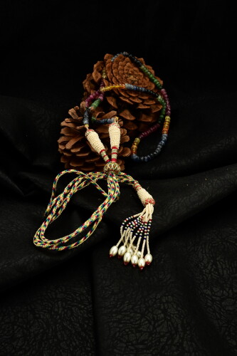 Ahsen Kök Mix Color Safir Turmalin El İşi Kolye ( 1 Sıra ) P8822 - 3