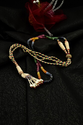 Ahsen Kök Mix Color Safir Turmalin El İşi Kolye ( 1 Sıra ) P8822 - 5