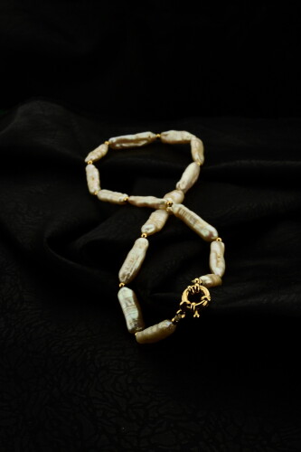 Ahsen Naturel Beyaz Barok İnci Kolye 99277 - Ahsen